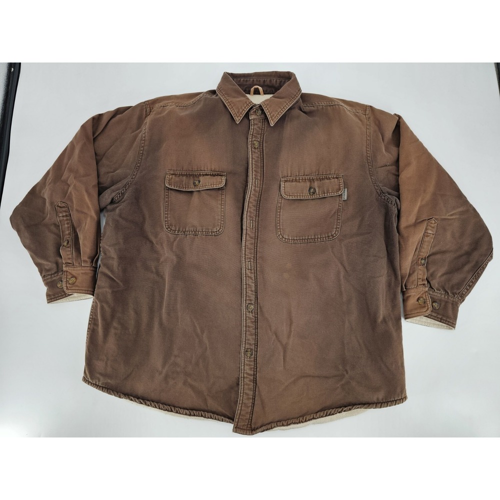 Woolrich Canvas Sherpa Work Jacket Men's XL Full Button‎ Collared Pockets